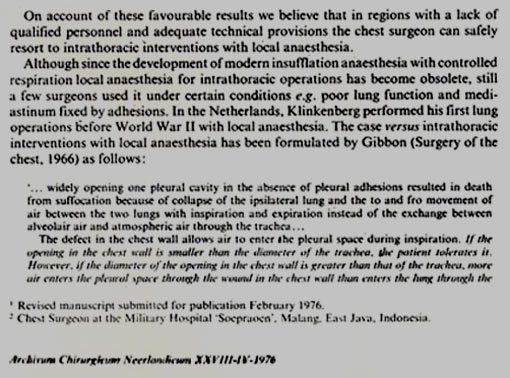 Sejarah Bedah Torak thoractomy under local anaesthesia 2